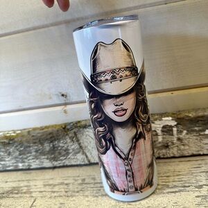 NIB Cowgirl/Boho Tumbler w Cleaner & Straw